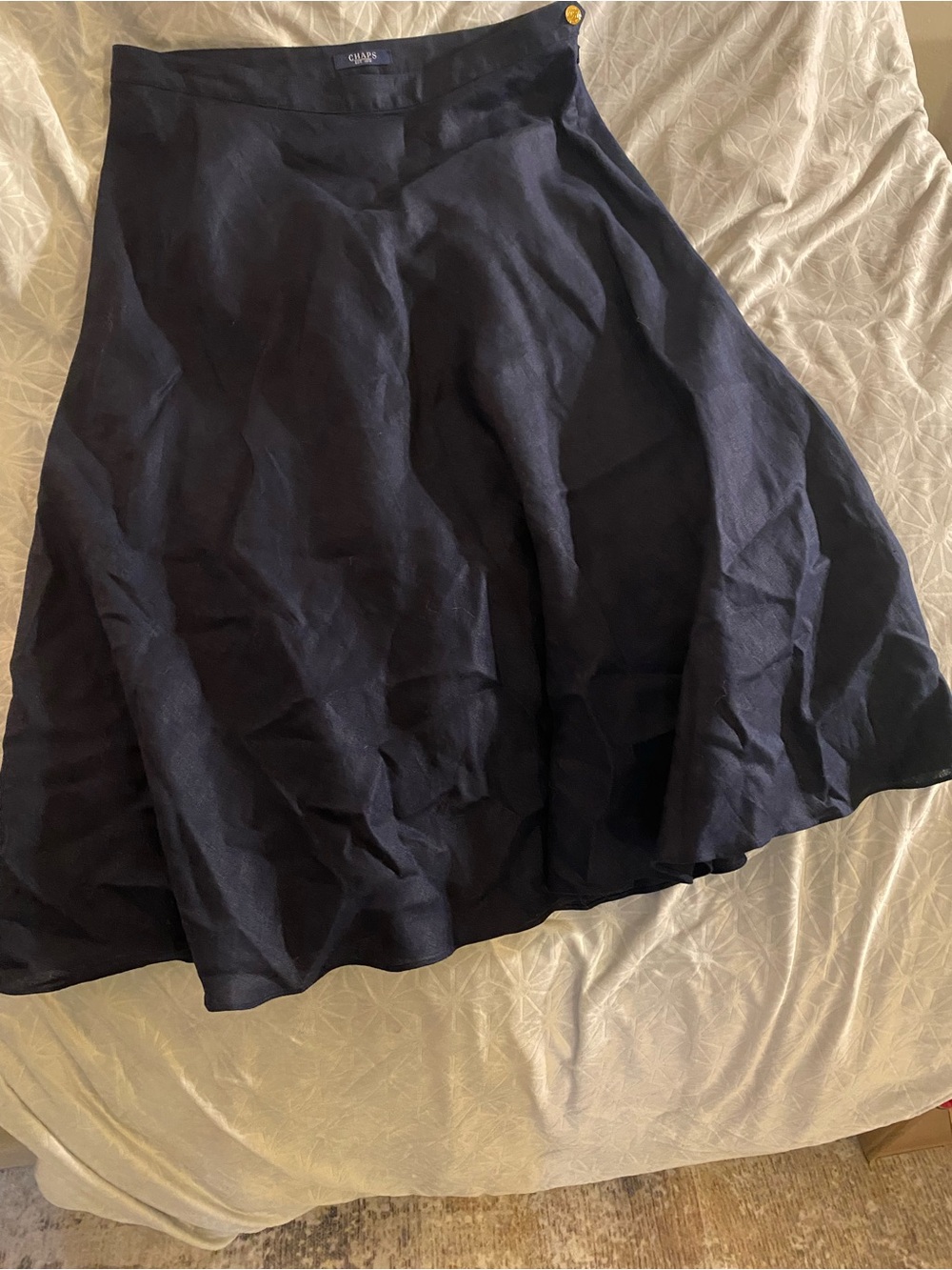 Chaps Navy Circle Skirt with Flared Hem